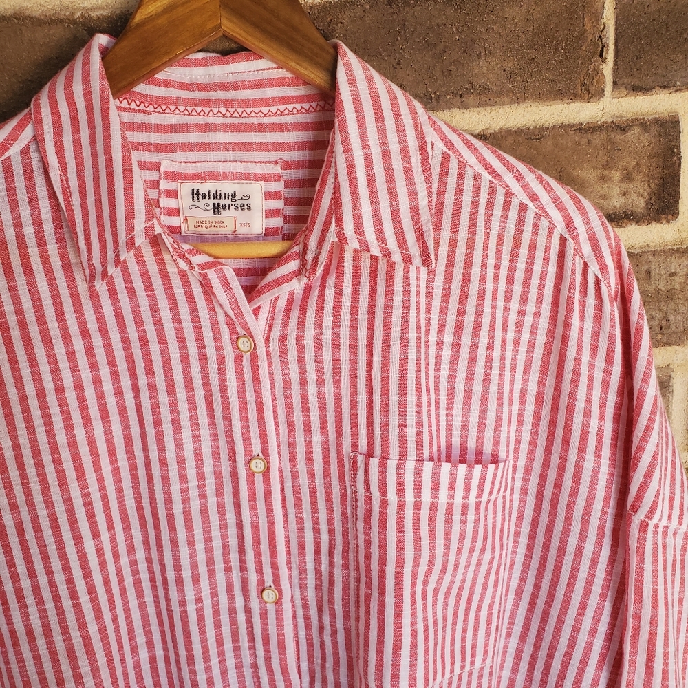 EUC Holding Horses Red White Stripe Tunic XS/S